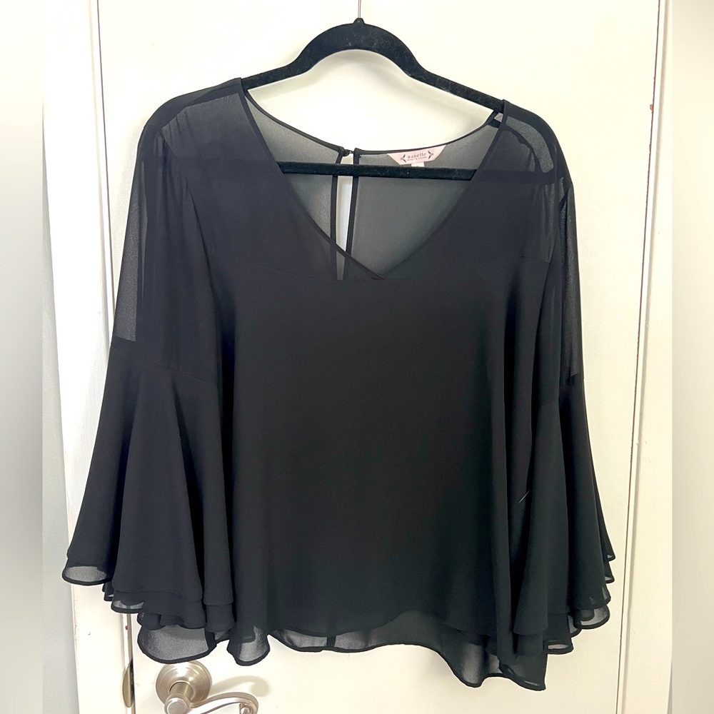 Nanette Lepore Black Belle Sleeve Blouse